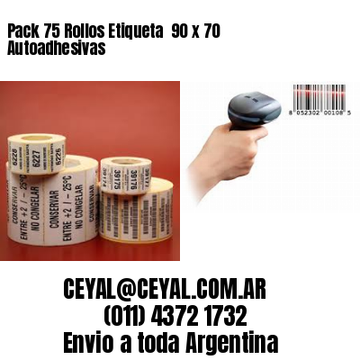Pack 75 Rollos Etiqueta  90 x 70 Autoadhesivas
