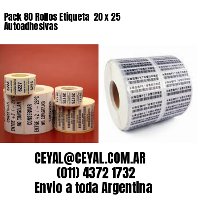 Pack 80 Rollos Etiqueta  20 x 25 Autoadhesivas