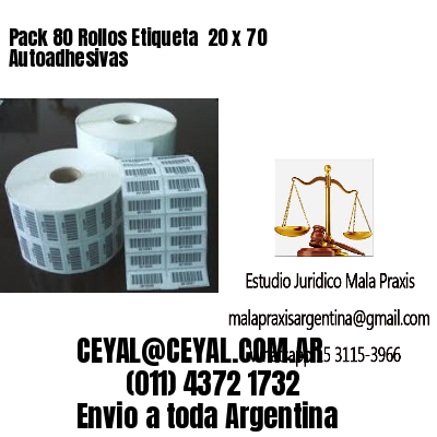 Pack 80 Rollos Etiqueta  20 x 70 Autoadhesivas