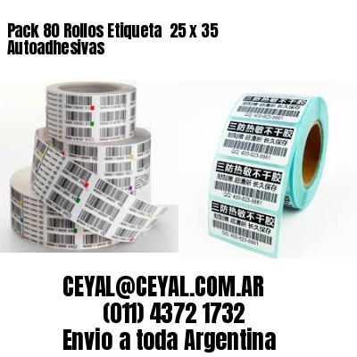 Pack 80 Rollos Etiqueta  25 x 35 Autoadhesivas