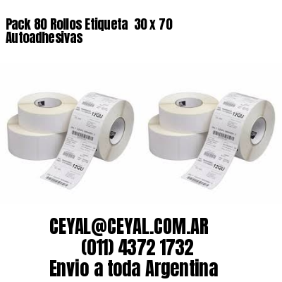 Pack 80 Rollos Etiqueta  30 x 70 Autoadhesivas