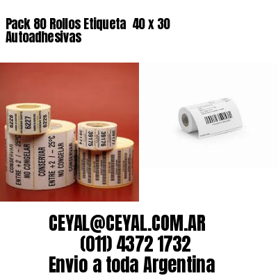 Pack 80 Rollos Etiqueta  40 x 30 Autoadhesivas