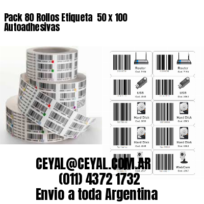 Pack 80 Rollos Etiqueta  50 x 100 Autoadhesivas