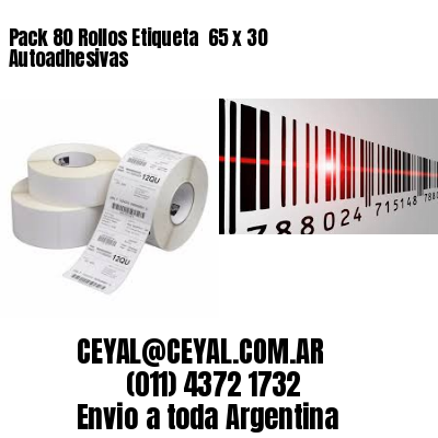 Pack 80 Rollos Etiqueta  65 x 30 Autoadhesivas