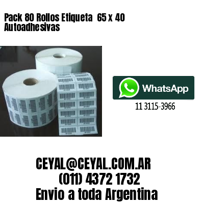 Pack 80 Rollos Etiqueta  65 x 40 Autoadhesivas