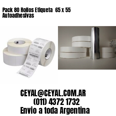 Pack 80 Rollos Etiqueta  65 x 55 Autoadhesivas