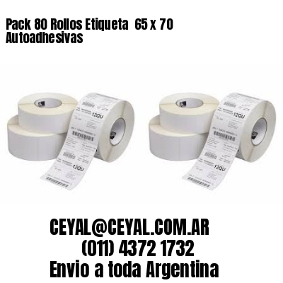 Pack 80 Rollos Etiqueta  65 x 70 Autoadhesivas