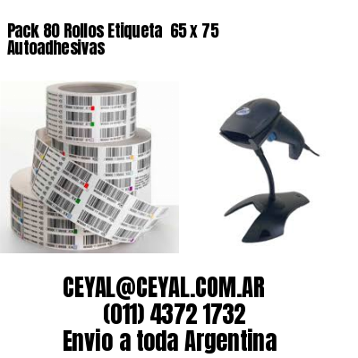 Pack 80 Rollos Etiqueta  65 x 75 Autoadhesivas