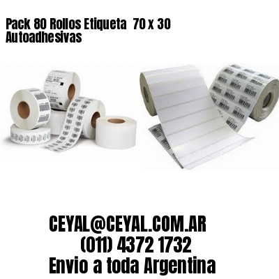 Pack 80 Rollos Etiqueta  70 x 30 Autoadhesivas