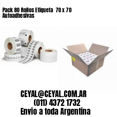 Pack 80 Rollos Etiqueta  70 x 70 Autoadhesivas