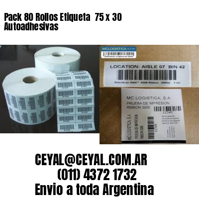 Pack 80 Rollos Etiqueta  75 x 30 Autoadhesivas