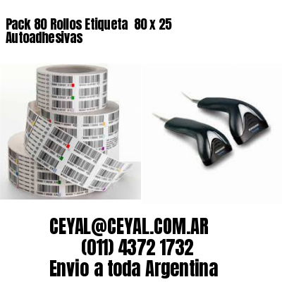 Pack 80 Rollos Etiqueta  80 x 25 Autoadhesivas