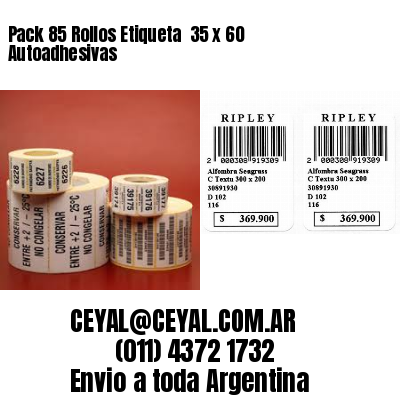 Pack 85 Rollos Etiqueta  35 x 60 Autoadhesivas