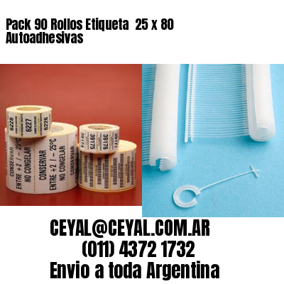 Pack 90 Rollos Etiqueta  25 x 80 Autoadhesivas