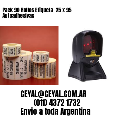 Pack 90 Rollos Etiqueta  25 x 95 Autoadhesivas