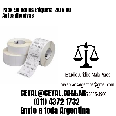 Pack 90 Rollos Etiqueta  40 x 60 Autoadhesivas