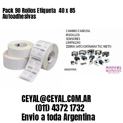 Pack 90 Rollos Etiqueta  40 x 85 Autoadhesivas