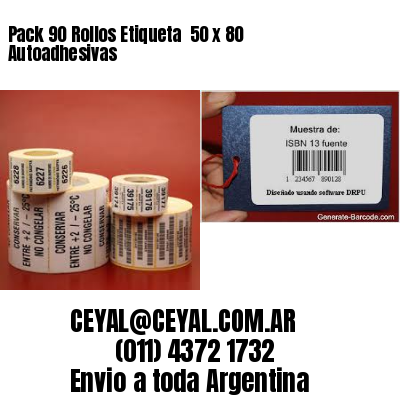 Pack 90 Rollos Etiqueta  50 x 80 Autoadhesivas