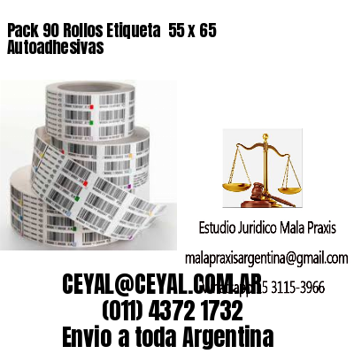 Pack 90 Rollos Etiqueta  55 x 65 Autoadhesivas
