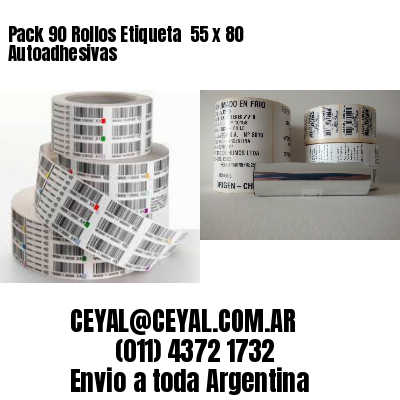 Pack 90 Rollos Etiqueta  55 x 80 Autoadhesivas