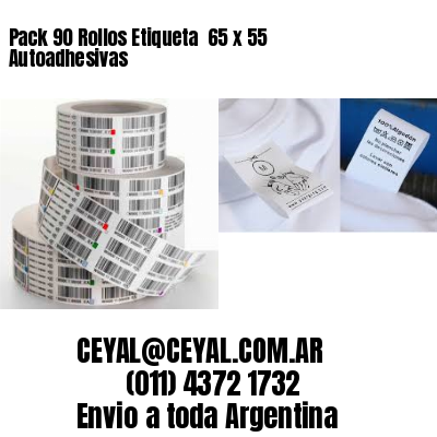 Pack 90 Rollos Etiqueta  65 x 55 Autoadhesivas
