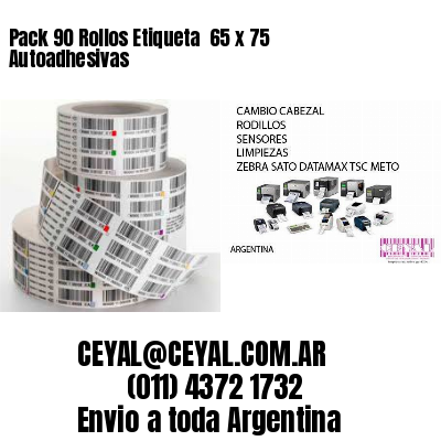 Pack 90 Rollos Etiqueta  65 x 75 Autoadhesivas