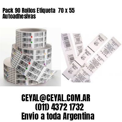 Pack 90 Rollos Etiqueta  70 x 55 Autoadhesivas