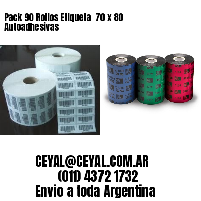Pack 90 Rollos Etiqueta  70 x 80 Autoadhesivas