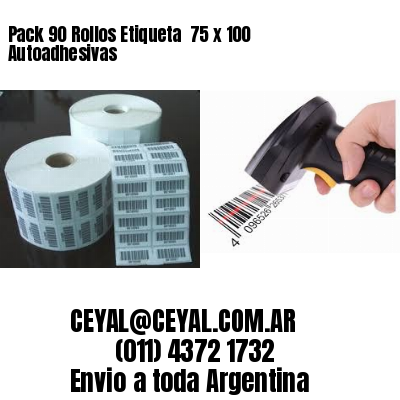 Pack 90 Rollos Etiqueta  75 x 100 Autoadhesivas