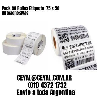 Pack 90 Rollos Etiqueta  75 x 50 Autoadhesivas