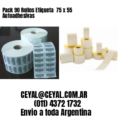 Pack 90 Rollos Etiqueta  75 x 55 Autoadhesivas