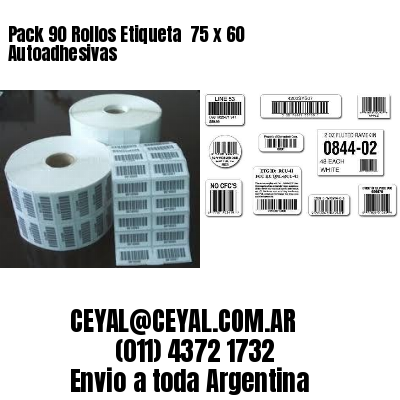 Pack 90 Rollos Etiqueta  75 x 60 Autoadhesivas
