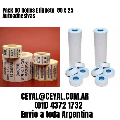 Pack 90 Rollos Etiqueta  80 x 25 Autoadhesivas