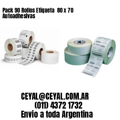 Pack 90 Rollos Etiqueta  80 x 70 Autoadhesivas