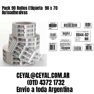 Pack 90 Rollos Etiqueta  90 x 70 Autoadhesivas