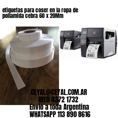 etiquetas para coser en la ropa de poliamida cebra 60 x 20Mm