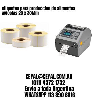 etiquetas para produccion de alimentos avicolas 20 x 30Mm