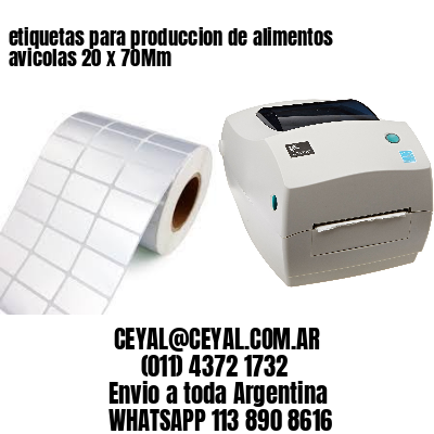 etiquetas para produccion de alimentos avicolas 20 x 70Mm