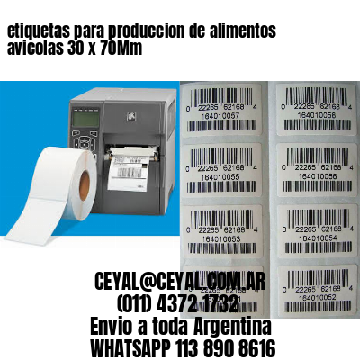 etiquetas para produccion de alimentos avicolas 30 x 70Mm