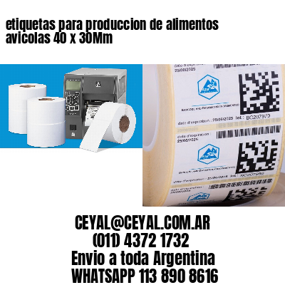 etiquetas para produccion de alimentos avicolas 40 x 30Mm