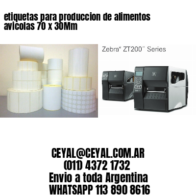 etiquetas para produccion de alimentos avicolas 70 x 30Mm