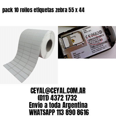 pack 10 rollos etiquetas zebra 55 x 44