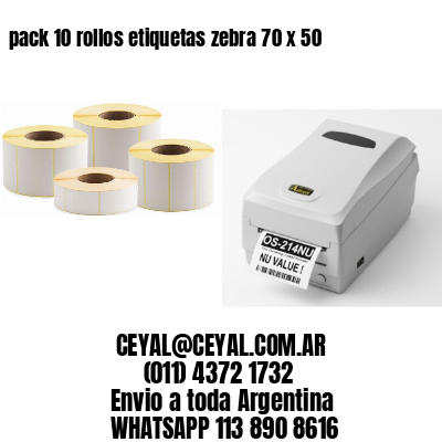 pack 10 rollos etiquetas zebra 70 x 50