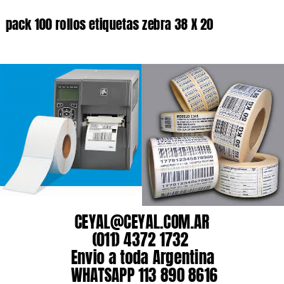 pack 100 rollos etiquetas zebra 38 X 20