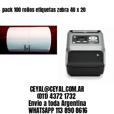 pack 100 rollos etiquetas zebra 40 x 20