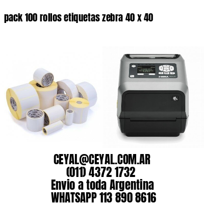 pack 100 rollos etiquetas zebra 40 x 40