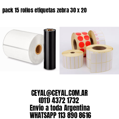 pack 15 rollos etiquetas zebra 30 x 20