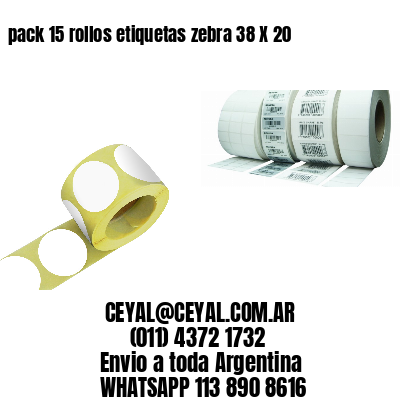 pack 15 rollos etiquetas zebra 38 X 20