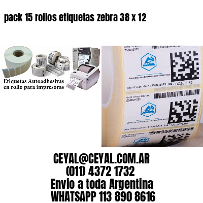 pack 15 rollos etiquetas zebra 38 x 12