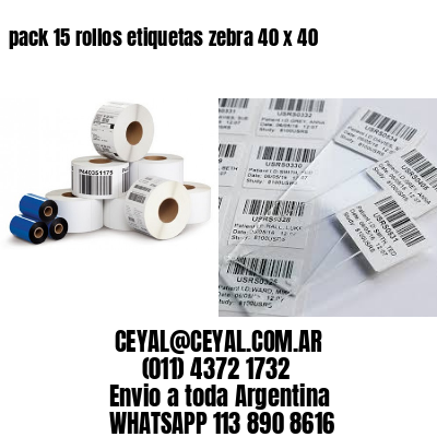 pack 15 rollos etiquetas zebra 40 x 40